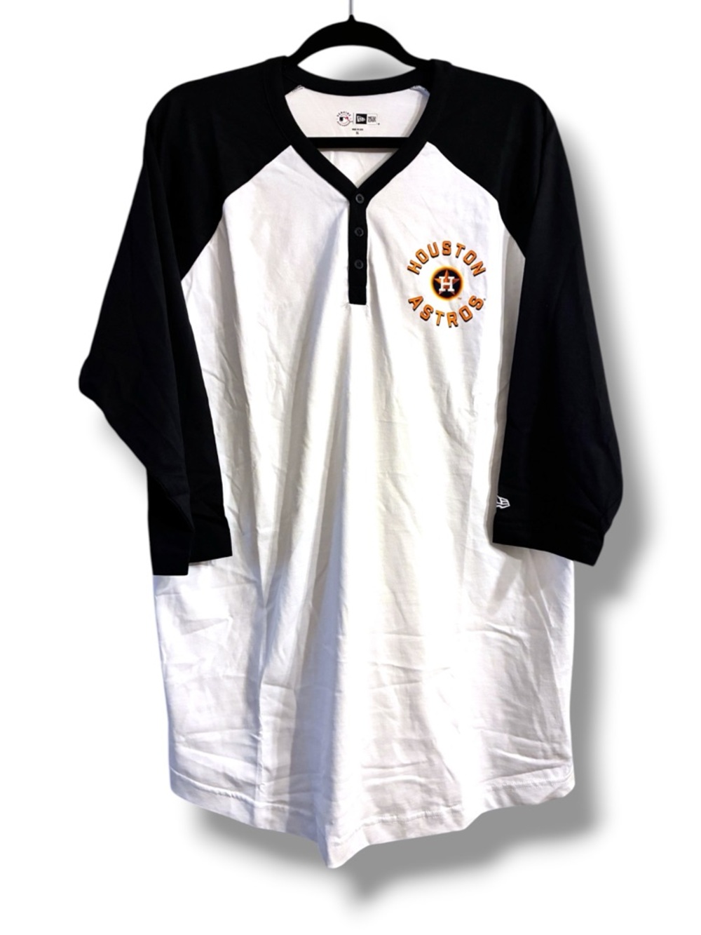 ⚾ Houston Astros New Era Henley Shirt Men’s XL NWT 3/4 Sleeve MLB Baseball Tee